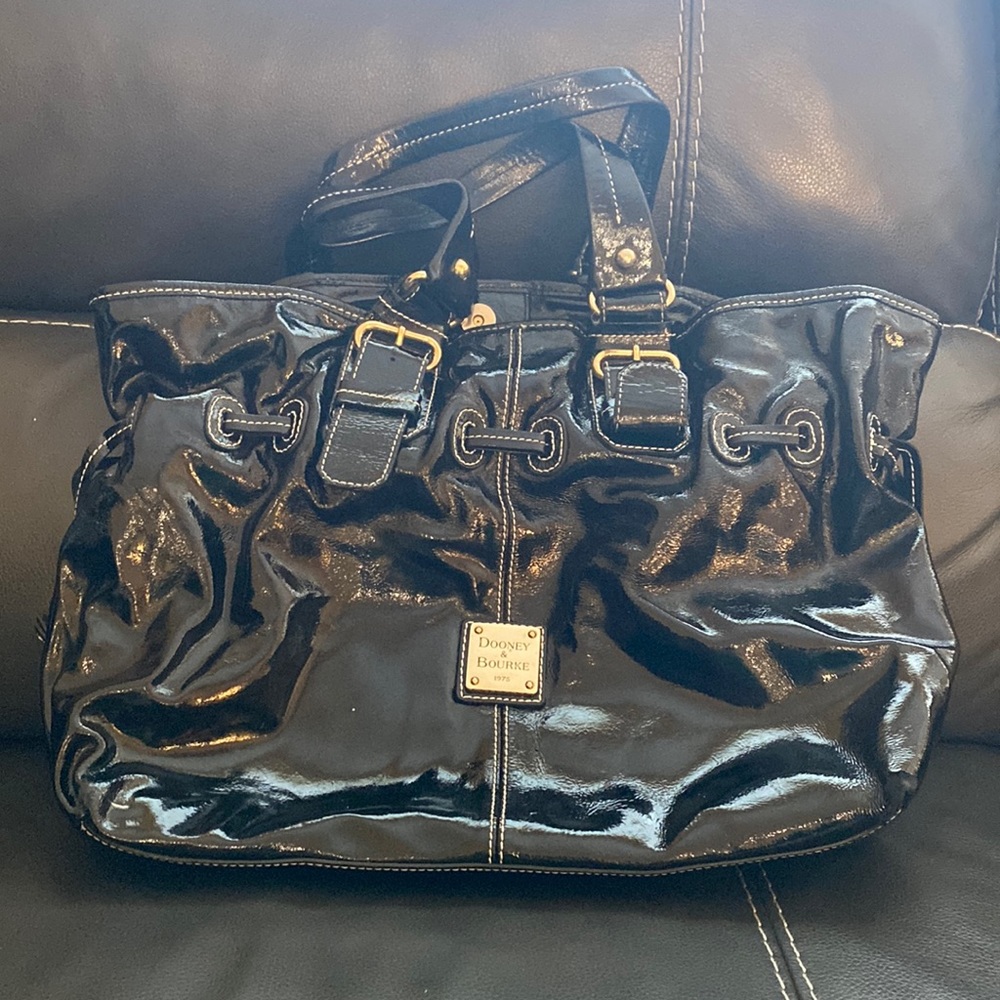 Authentic Dooney & Bourke Black Patent Leather Chiara Bag